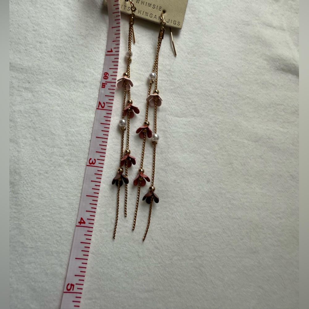 Anthropologie Pink and Gold Chain Earrings - Picture 4 of 4